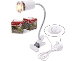 Aquarium Verwarming Lamp - Reptielen Lamp UVA UVB - Dieren Warm Houden - 360 Graden Draaibaar - 50W - Wit
