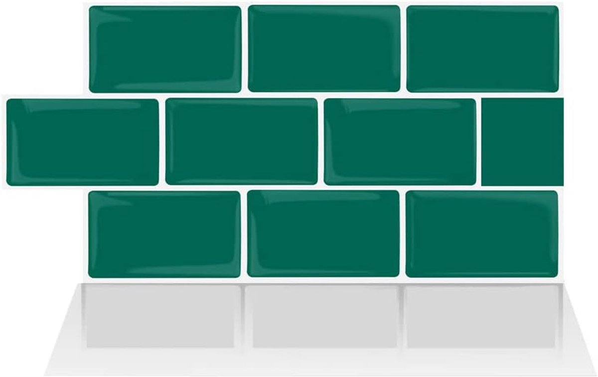 Wandtegels stickers - 10-delige set zelfklevende 3D vinyl spatwandtegels - groen, waterbestendig - voor keuken en badkamer - 30,5 x 15 cm