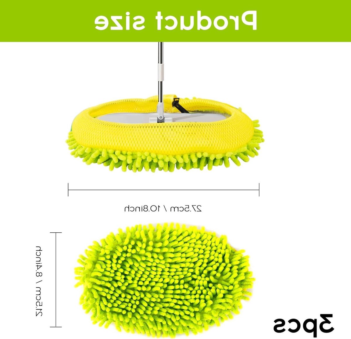 Wasborstelhoes - Borstelafdekking Dweilkop - Auto Reinigen - Microvezel Chenille - 3 Stuks - Groen