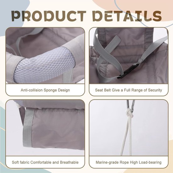 2-in-1 Baby Schommel en Stoel voor Binnen en Buiten - Inklapbaar van Merkloos — afbeelding 4