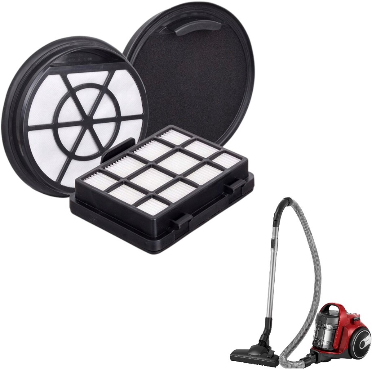 2-delige set - 1 voorfilter (spons) + 1 nafilter - zwarte accessoires voor stofzuigers - Compatibel met Bosch Series 2 stofzuigers zonder stofzak: BGC05AAA1, BGC05AAA2, BGC05A220, BGC05A320, BGC05A322, BGS05AAA2 en BGS05X240.