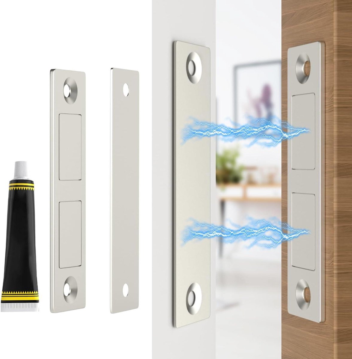 Magnetische Deursluiters - Kastsluiting Sluiting - Kasten Sluiten - Ultra Dun Ontwerp - 2 Stuks - Zilver