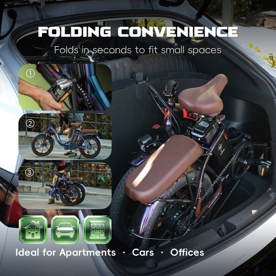 Fafrees F20 Pro Opvouwbare Elektrische Fiets - 250W Motor, 36V 20Ah Accu, 120km Bereik, 7-Speed Shimano, Dubbel Geveerd van FAFREES — afbeelding 2