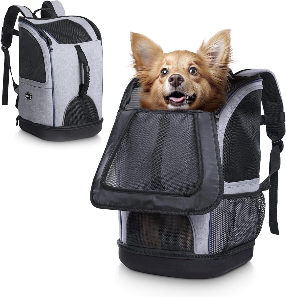 Dieren Rugzak - Draagtas - Reizen met huisdier - Ventilatie mesh - Tot 10 kg - Grijs