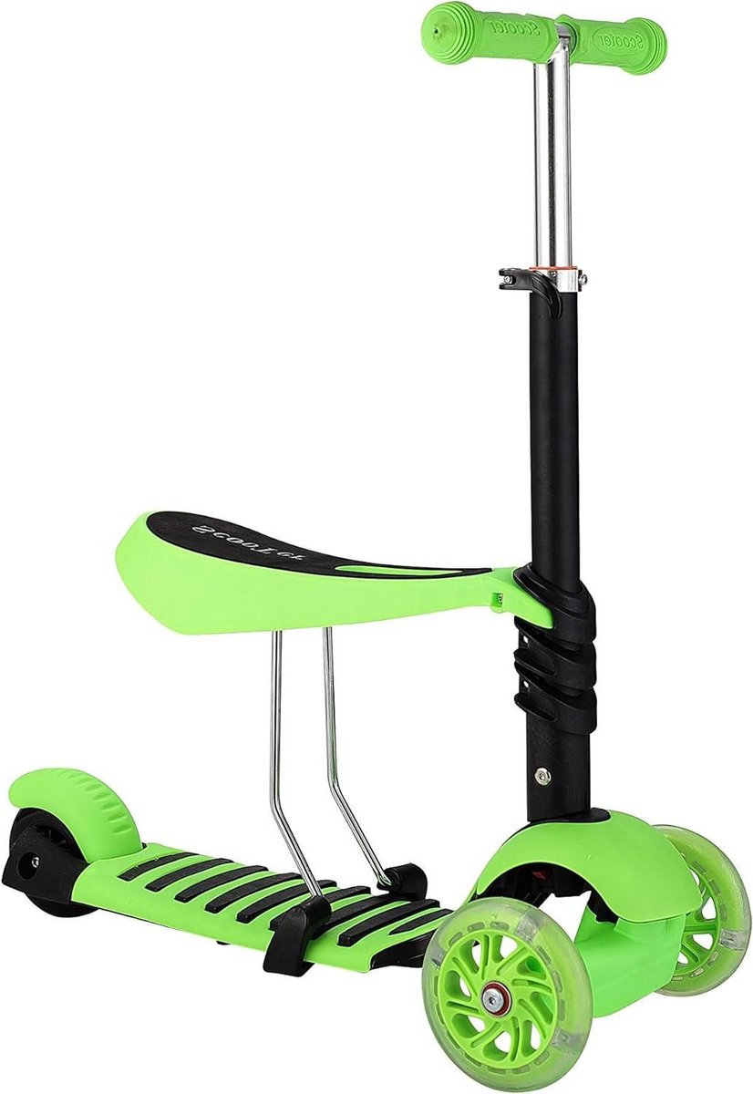 Kinderstep met Stoel Loopfiets Step Buiten Spelen 2-in-1 Functie 55 x 22 x 67 cm Groen