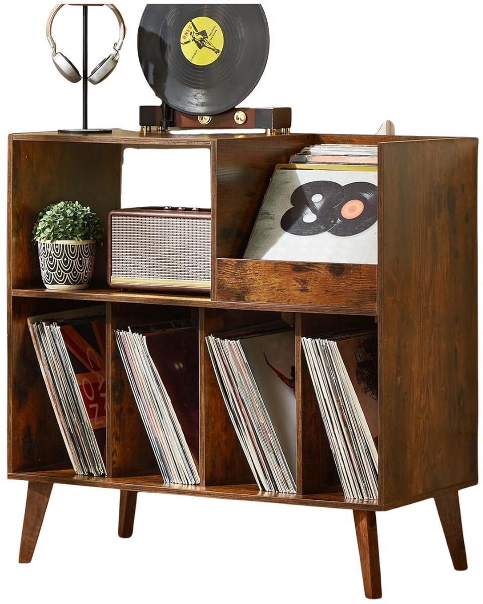 JCP® Platenspeler Kast - Platenkastje met Plank - Houder voor Vinylplaten - Bruin - 40cm x 80cm x 83cm