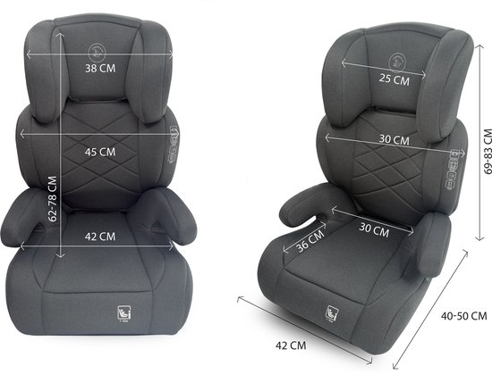 Liefjes & Co Moveup Isofix Autostoel - i-Size - Groep 2/3 (100–150 cm) Memory Foam - Afstelbare hoofdsteun - Booster - Grijs van Liefjes & Co — afbeelding 4