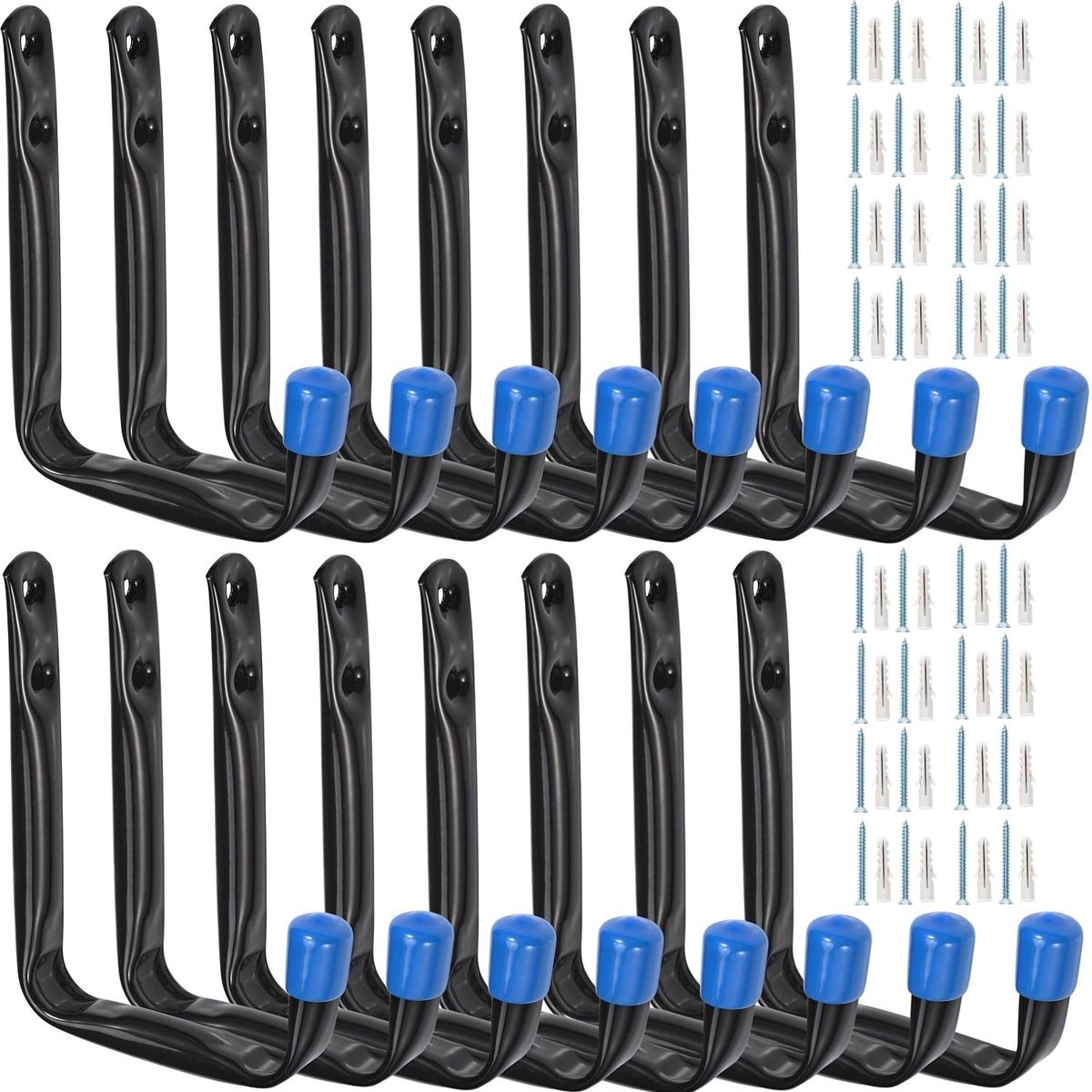Dailygoods - Garage Storage Hooks - Heavy Duty Hangers - 16 Stuks - Multifunctioneel - Gereedschap Organisatie - Perfect voor Garage en Tuin