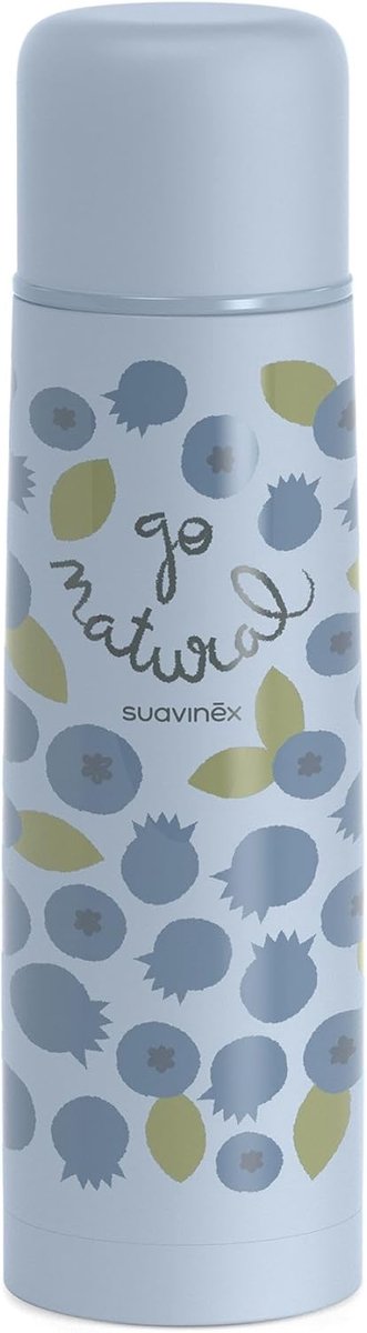 Thijox - Thermosfles voor baby's 500 ml - Roestvrij staal, luchtdichte sluiting, ideaal voor warme en koude dranken, bosbessendesign, blauw, perfect v