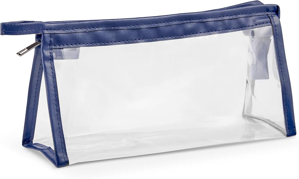 SnelShoppen - Navy Blue Doorzichtig Pennen Etui, Makeup Reistas, Draagbare PVC Organizer voor Studenten, Schoolbenodigdheden, Examens, Kantoor, Kunst,