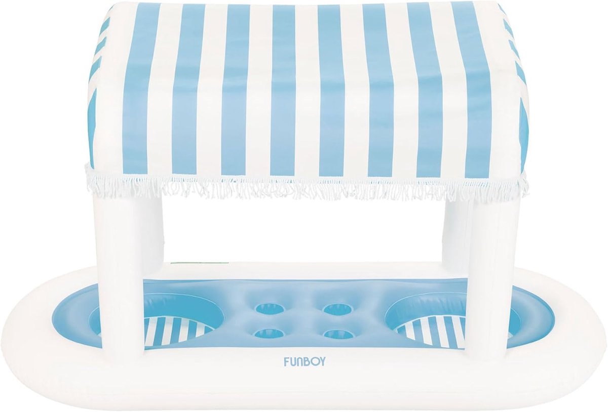 Thijox - Gigantische drijvende lichtblauwe cabana bar, verwijderbare stoffen kap, perfect voor feesten, zwembad decoratie, drinkstation voor buiten, 6