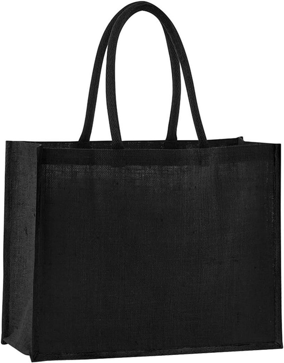 Thijox - Jute Shopper Tas - Duurzaam en Stijlvol - Sterk Geweven - Zwart - One Size - Perfect voor Winkelen, Strand en Dagelijkse Gebruik