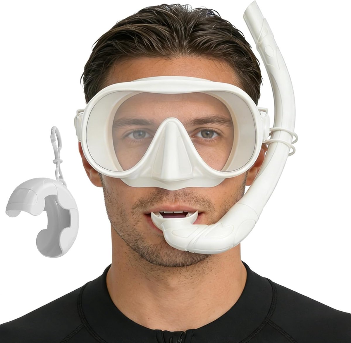 Thijox - Duikset Voor Volwassenen - Anti-Duikbril Met Breed Zicht - Opvouwbare Snorkelbril - Inclusief Opbergdoos En Verstelbare Band - Voor Mannen Vr