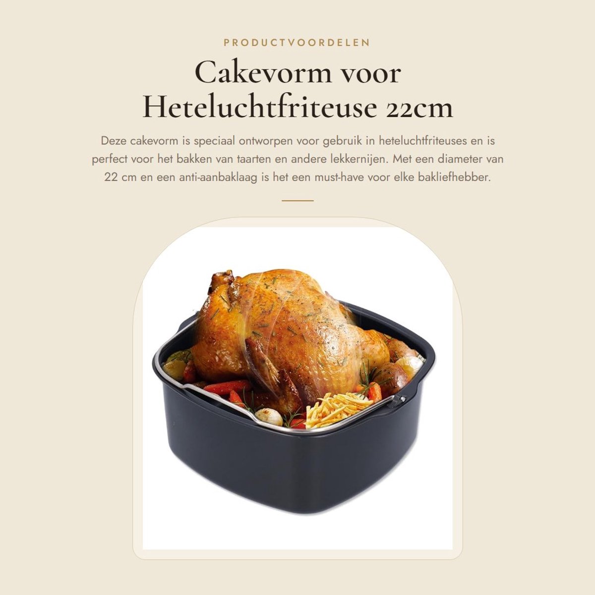 Dailygoods- Cakevorm 22 cm - Anti-aanbak - Geschikt voor HD9925/HD9860/HD9905 - Hittebestendig - Voedselveilig ijzer - Voor frites en meer - Bakvorm
