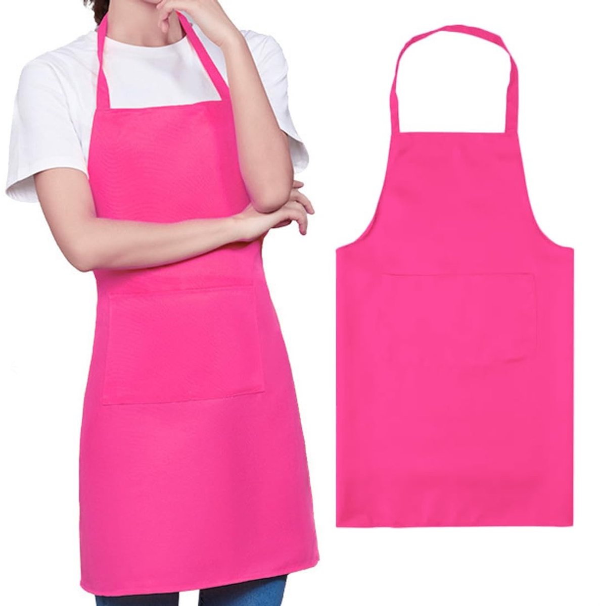 Dailygoods- Keukenschort Professioneel - 100% Polyester - 70 x 85 cm - Verstelbare Riem - Krachtig Roze - Mouwloos Ontwerp - Schort