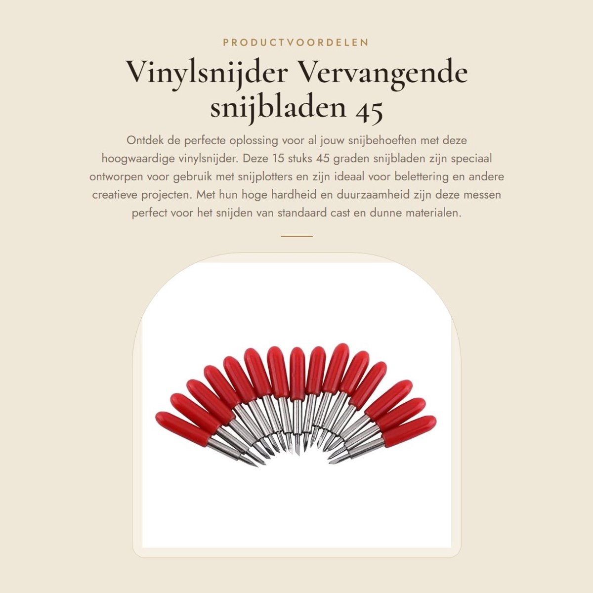 Dailygoods- Snijbladen 15 Stuks - Vervangende Messen - Vinylsnijder - Hoge Hardheid - Slijtvast - Beschermd met Rode Doppen - Snijmes