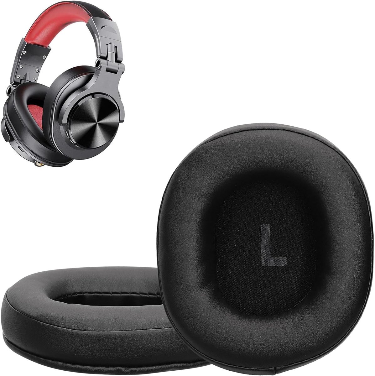 Thijox - 2x Oorkussens voor OneOdio A70 - Earpads met Kunstleer en Schuim - Zwart - Vervangende Koptelefoon Pads voor Comfort en Geluidskwaliteit