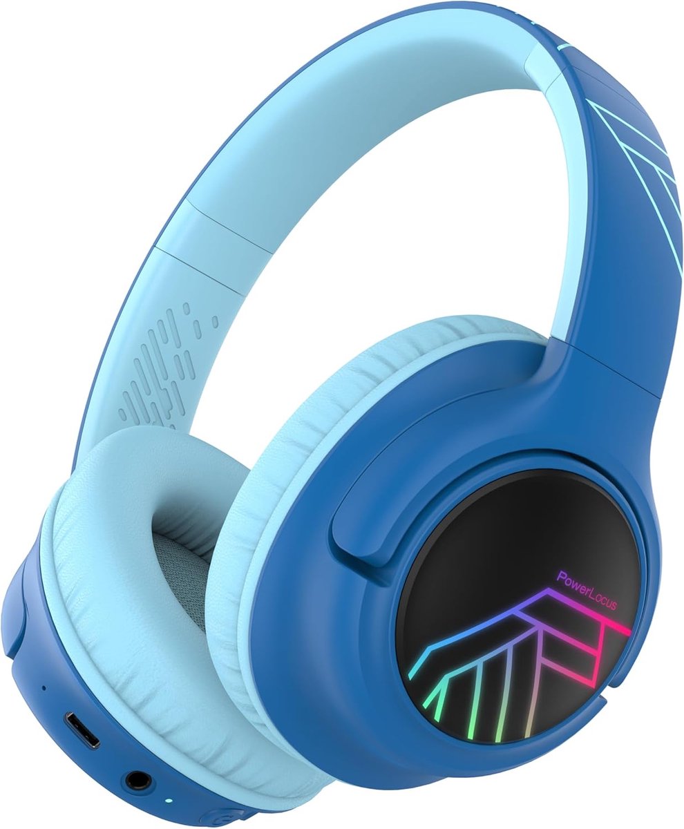 Thijox - Draadloze Hoofdtelefoon voor Kinderen, Bluetooth Kinderhoofdtelefoon met LED Verlichting, 74/85/94dB Volume Beperkt, 45Uur Speeltijd, Ingebou