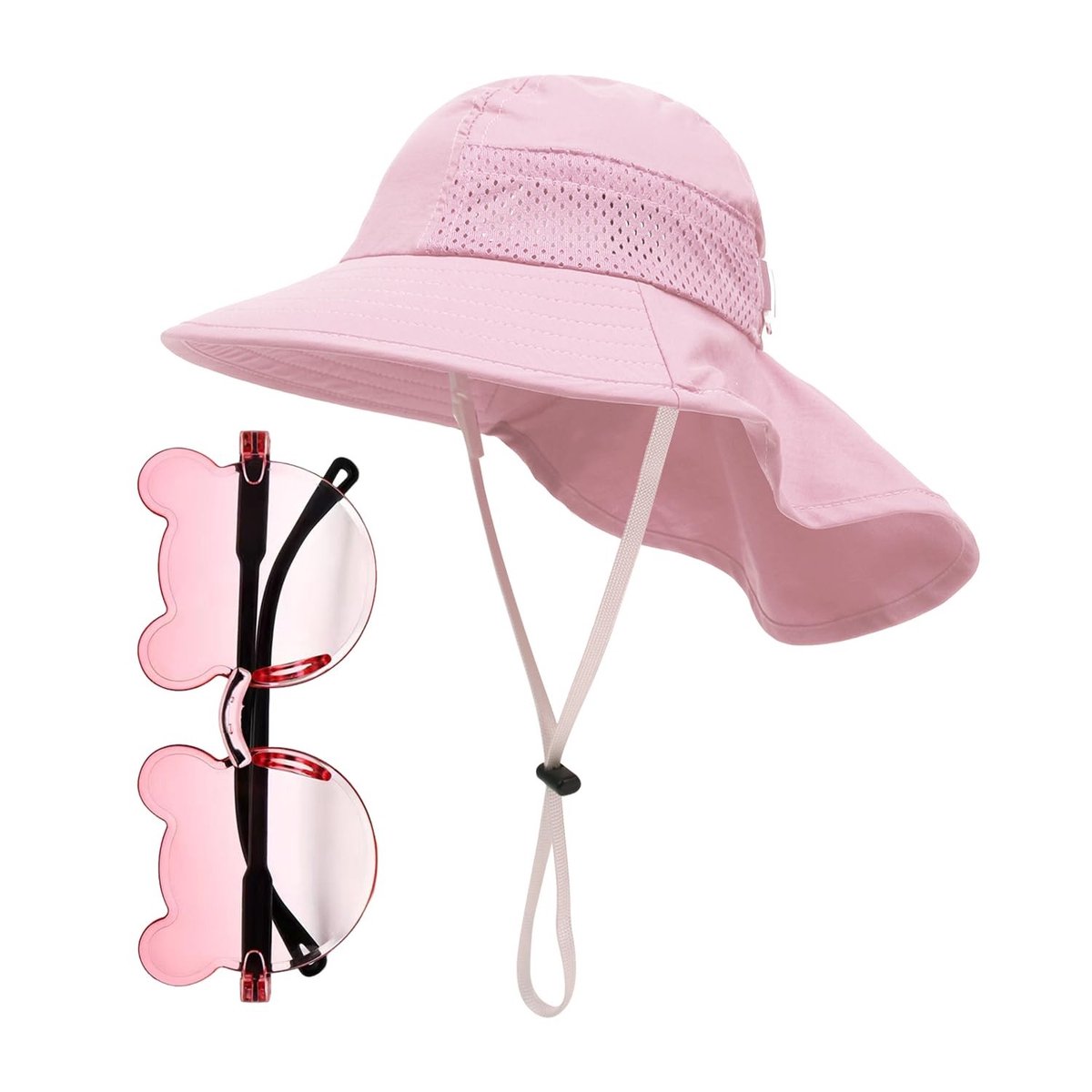 Dailygoods- Kindermuts Ademend - Kinderzonnebril - Zonnehoed - Outdoor Hoed - Roze - Geschikt voor Hoofdomtrek 50-54 cm
