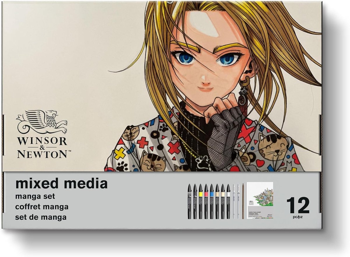 Thijox - Promarker Mixed Media Manga Set - 6 Promarkers, 2 Fineliners, 2 Penseelmarkers, 2B Potlood, Marker Blok 17.8x25.4cm, Creatief Tekenen, Illust