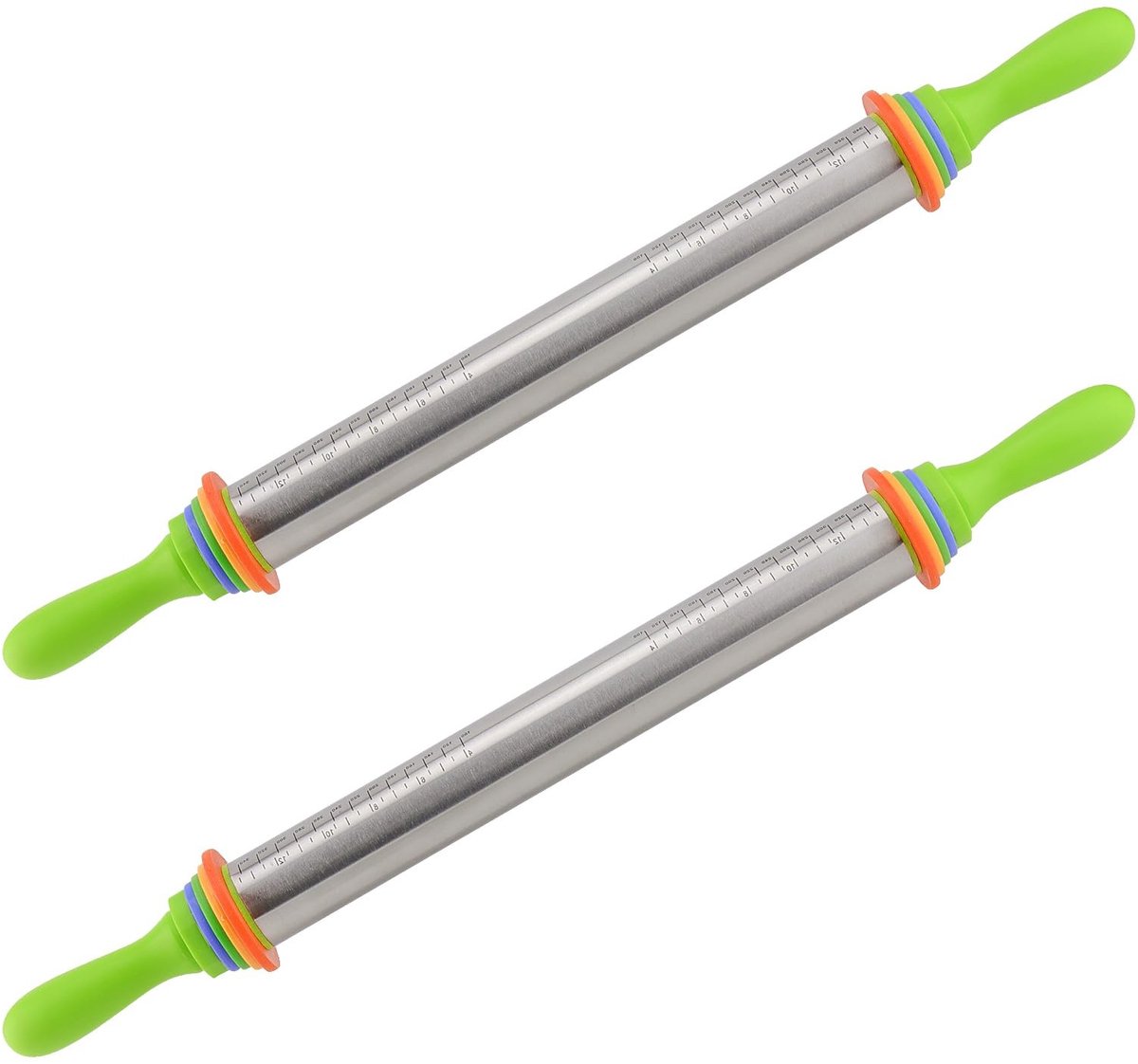 Dailygoods- Deegroller Verstelbaar 35cm - Ergonomische Handgrepen - Afstandhouders - Nauwkeurige Schalen - Ideaal voor Pizza en Taart - Deegrol
