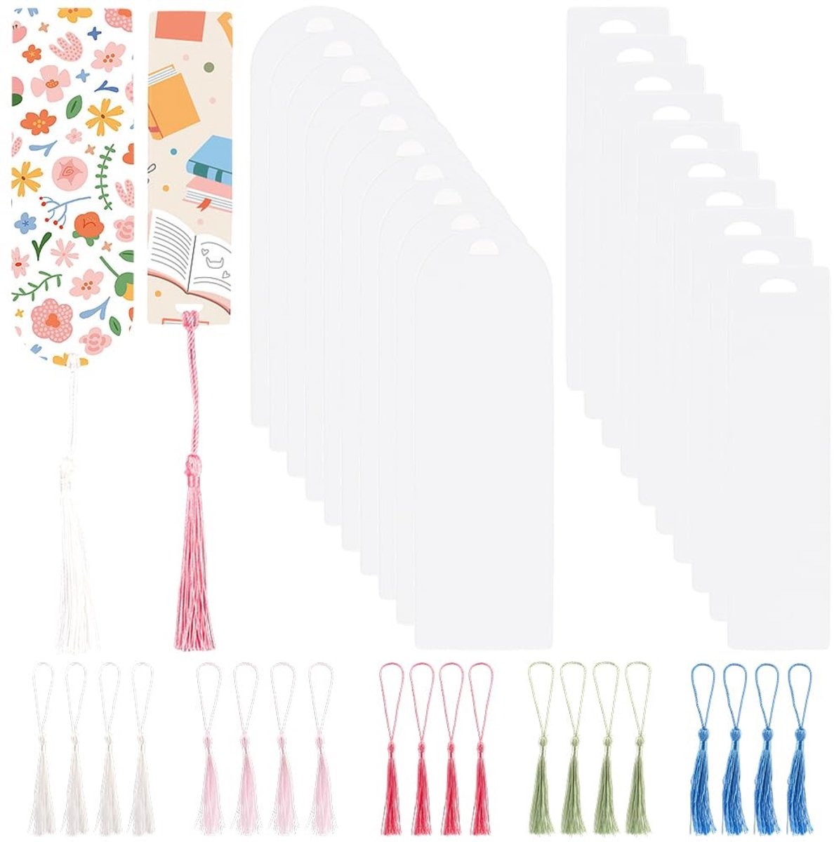 Dailygoods - 20 Stuks Transparante Acryl Boekenleggers met Kleurige Kwastjes