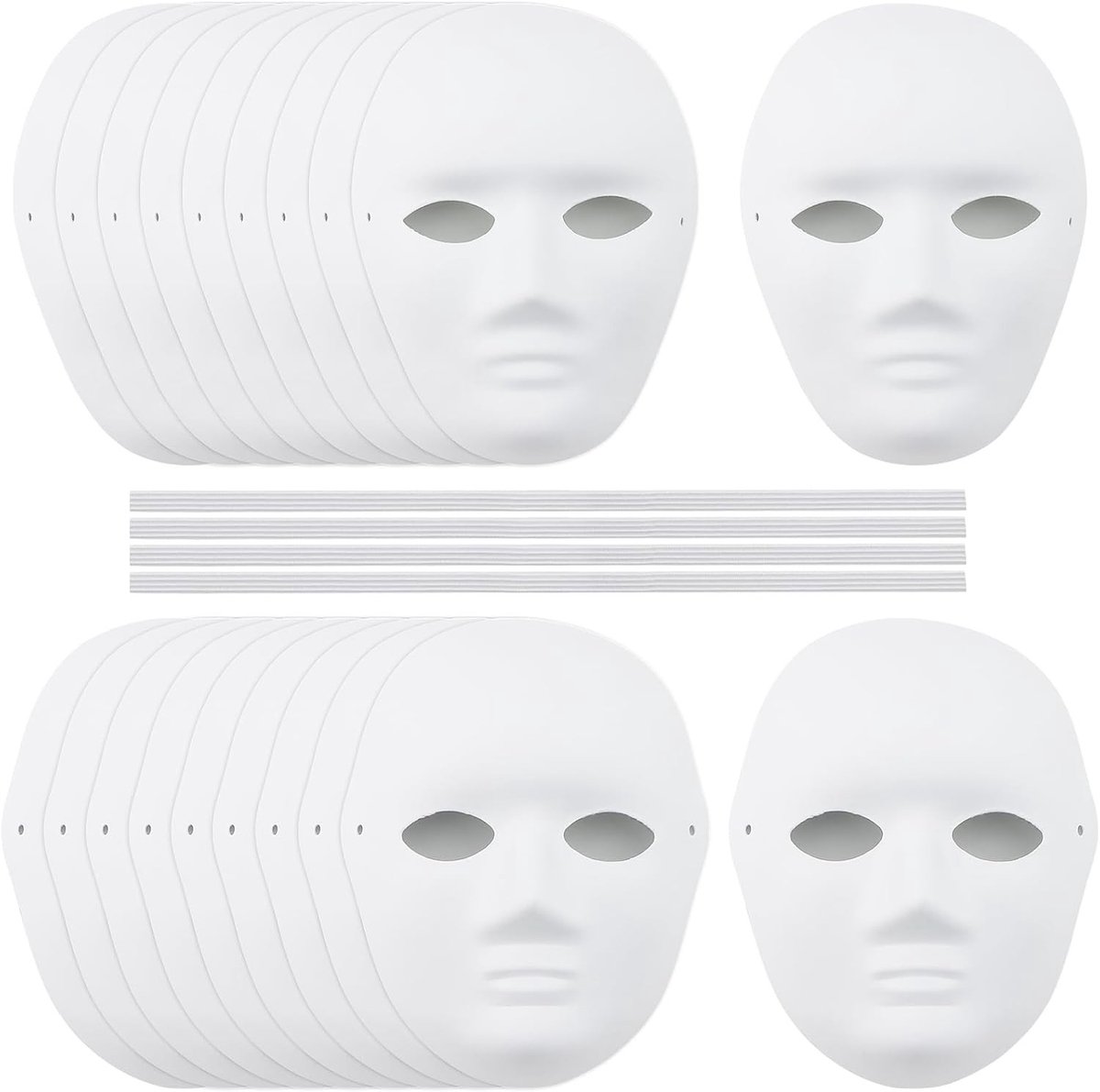 Set van 20 DIY witte papieren maskers, 10 voor mannen en 10 voor vrouwen, beschilderbare maskers voor carnaval en cosplay, perfect voor feesten en evenementen
