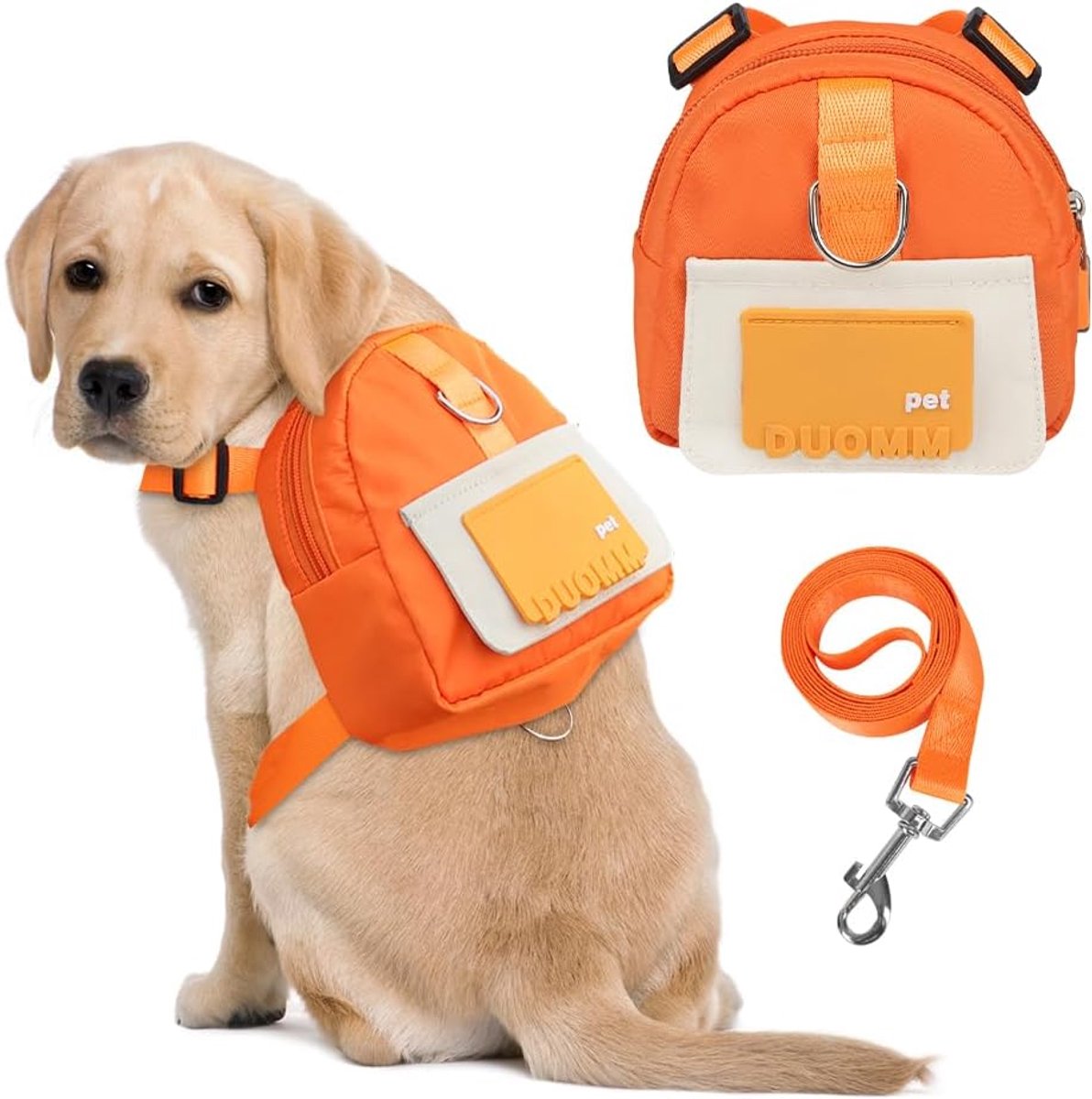 OLOEY Hondenrugzak met riem-schattige puppyrugzak-verstelbare zelfdragende rugzak geschikt voor kleine tot middelgrote honden voor reizen-wandelen en dagelijkse uitjes(maat S-oranje)