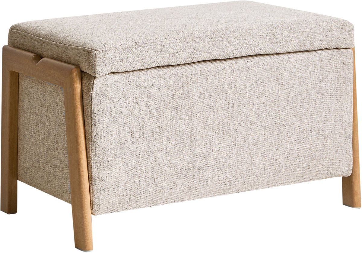 EDLAND - Opbergbankje - Beige - Polyester
