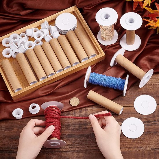 16 Sets Lege Papieren Draadspoelen voor Weven, Afneembare Garenspools voor Borduren en DIY Creatieve Projecten, 99mm/3.9 — afbeelding 2