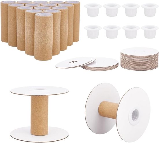 16 Sets Lege Papieren Draadspoelen voor Weven, Afneembare Garenspools voor Borduren en DIY Creatieve Projecten, 99mm/3.9 — afbeelding 5