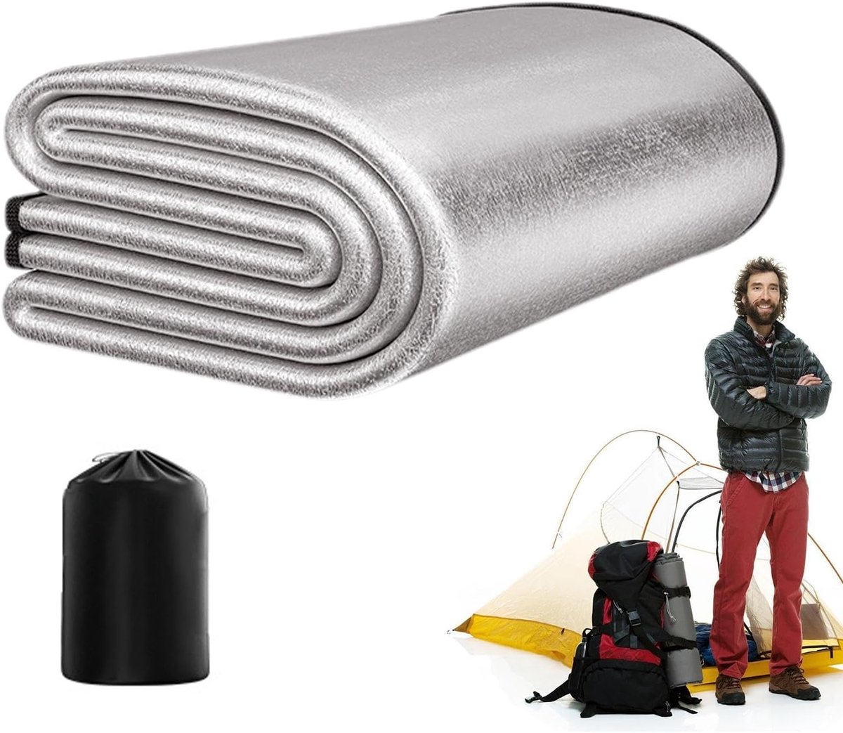 Thijox - Campingmatten - Campingslaapmat Tentslaapmatje met Aluminiumfolie - Opvouwbare Matkussens - Thermische Buitenmat voor Wandelen en Kamperen -