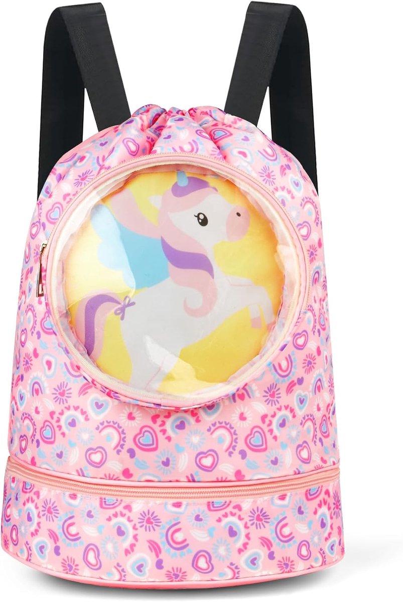 SnelShoppen - Trekkoord Tas voor Kinderen, Waterdichte Zwemrugzak met Brede Riemen en Ritssluiting, Ideaal voor Zwemmen, Sport, Gym en Yoga, Ruime Cap