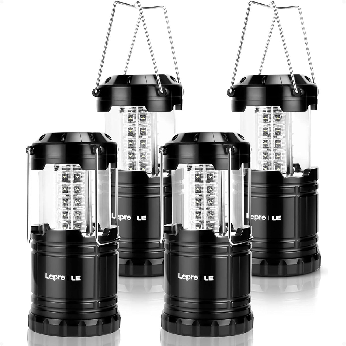 Thijox - Campinglantaarn Set van 2 - 30 LED Lampen op Batterijen - Inklapbare Campinghanglamp - Ideaal voor Vissen, Avontuur, Wandelen, Noodgevallen -