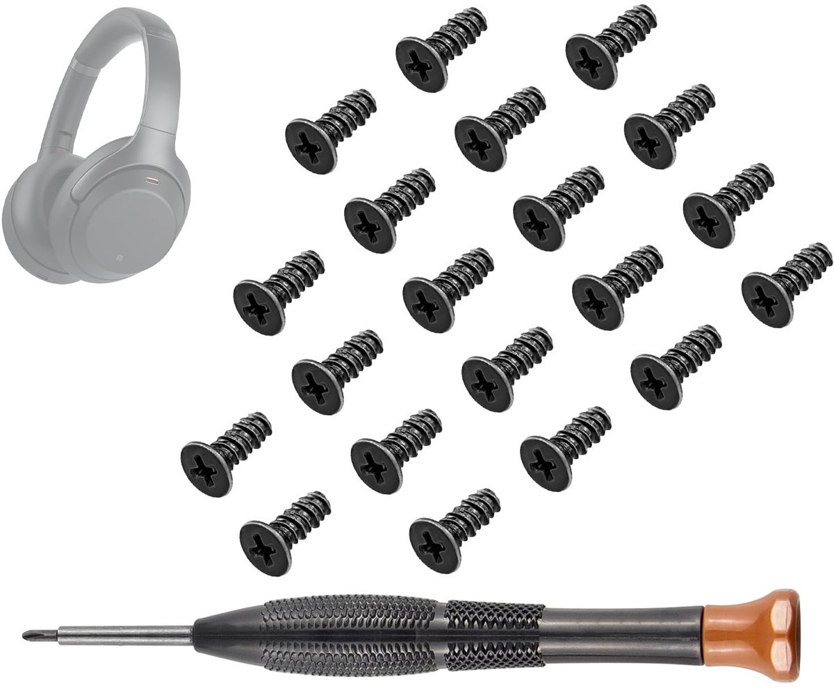 Dailygoods - SOULWIT Vervangende hoofdbandpadschroeven voor Sony WH-1000XM3 (WH1000XM3) over-ear hoofdtelefoon, reparatieonderdeel voor zijdekselschuif en eindkappen - 20 stuks zwart
