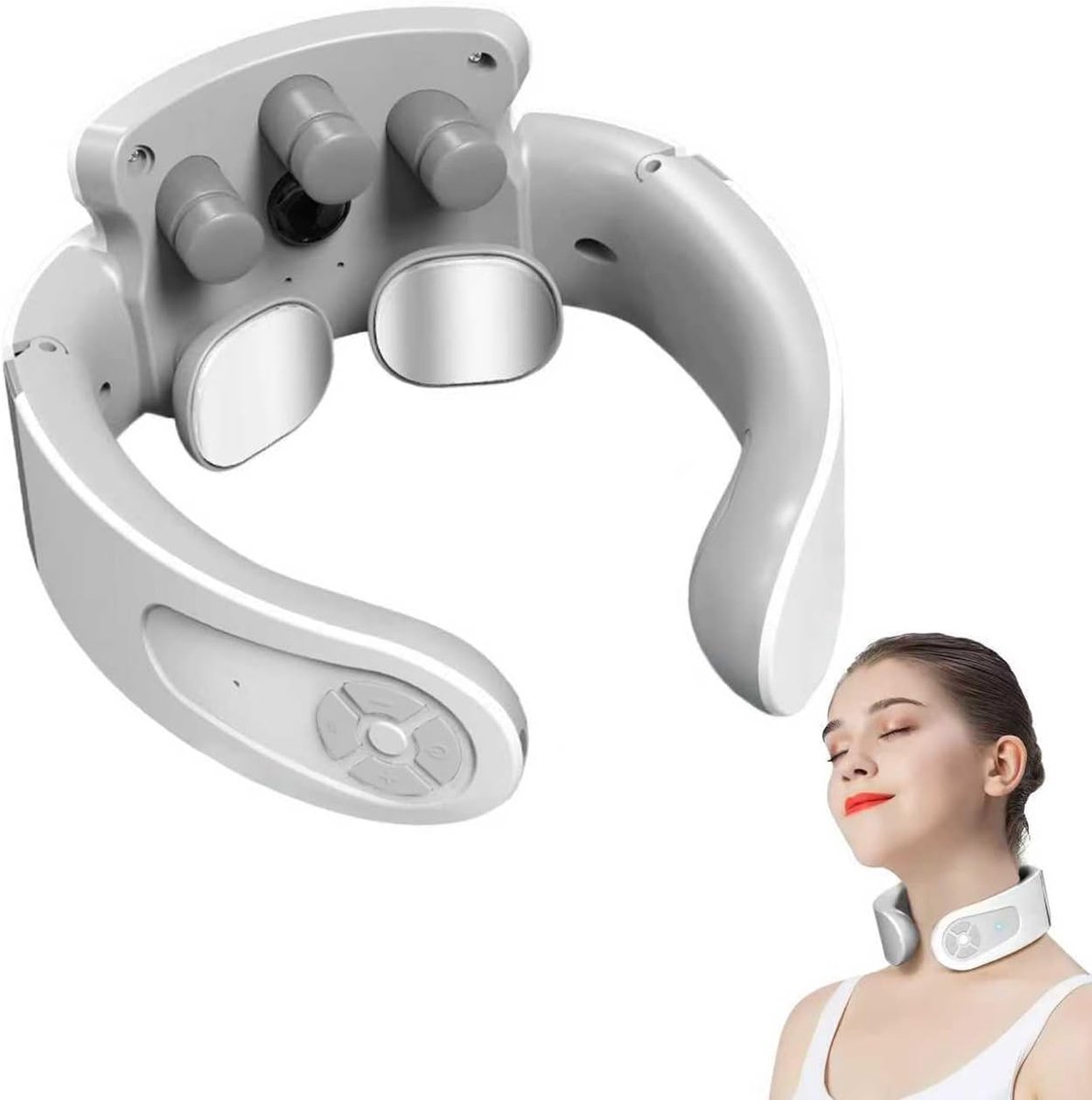 SnelShoppen - Nekmassage Apparaat met 42°C Warmtetherapie, 5 Massage Modi, 15 Intensiteitsniveaus, Draagbaar Elektrisch Nek Massager voor Thuis, Kanto