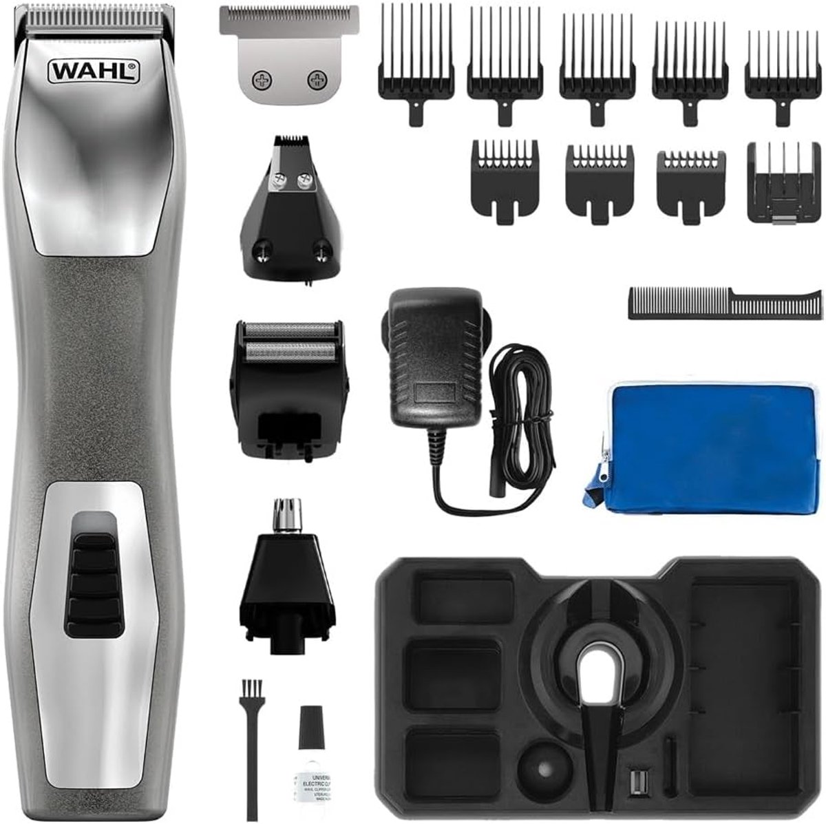 SnelShoppen - 11-in-1 Multigroomer voor Mannen, Wenkbrauwtrimmer, Body Trimmer, Baardtrimmer, Scheren, Gelaatsverzorging, Oplaadbaar, Volledig Afwasba