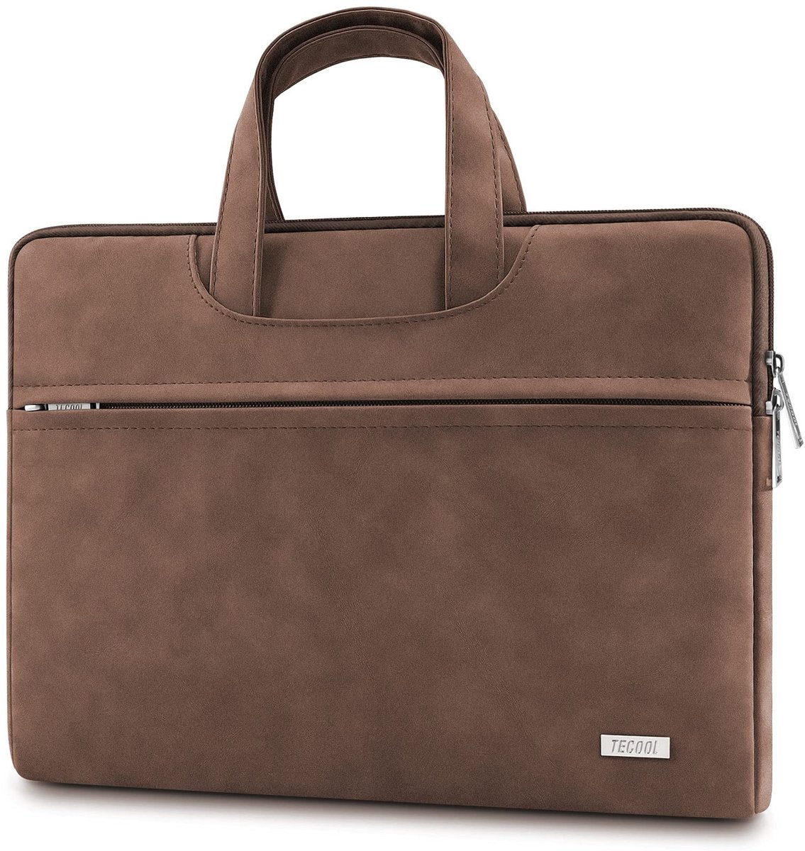 Dailygoods - Laptop Sleeve voor 13-14 Inch Laptops - Bruine Aktetas Hoes met Handvat