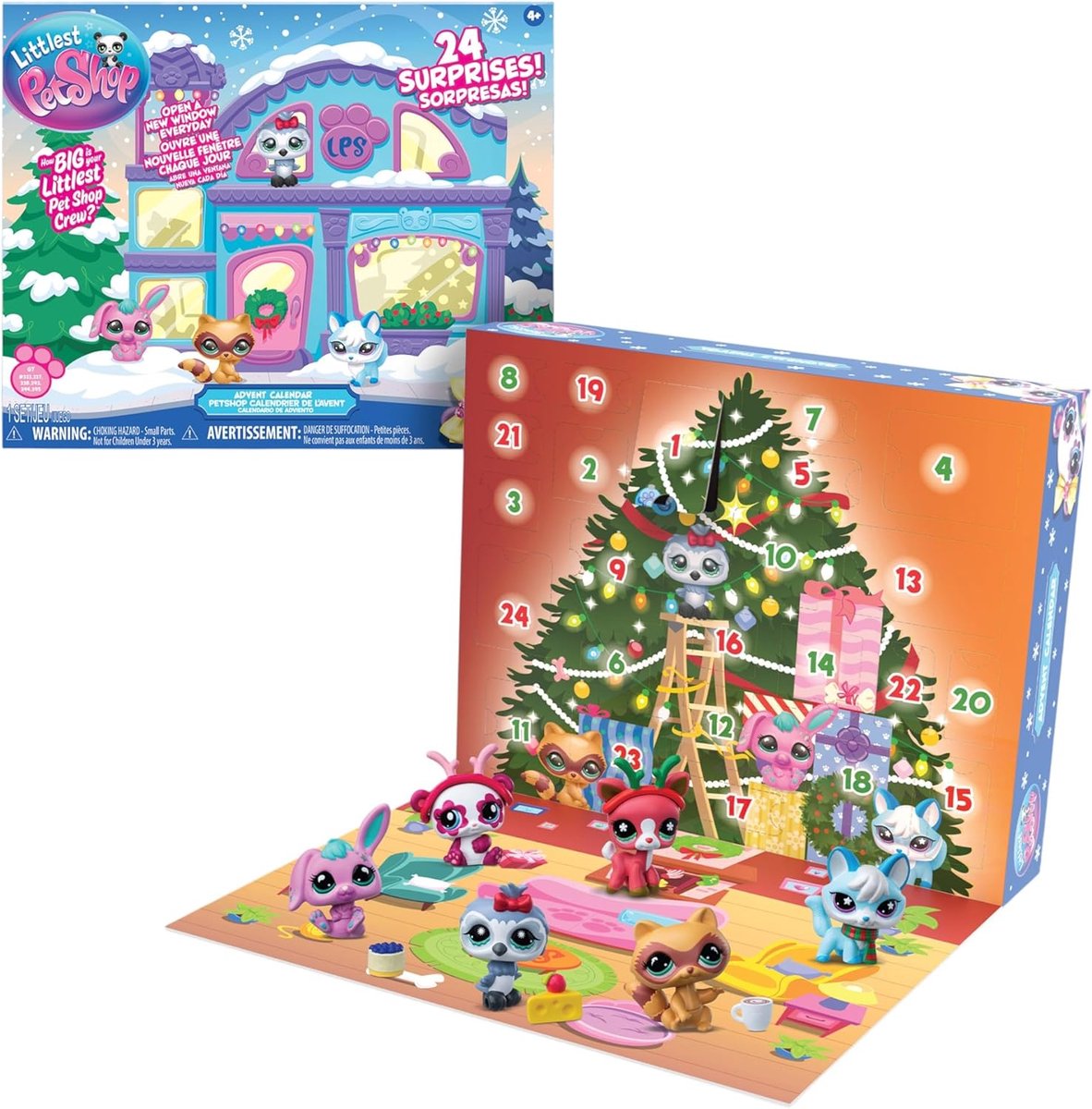 Thijox - Pet Shop Adventskalender – 8 schattige dierenfiguren en 16 accessoires – 24 kerstdozen vol verrassingen – verzamel speelgoed voor kinderen va