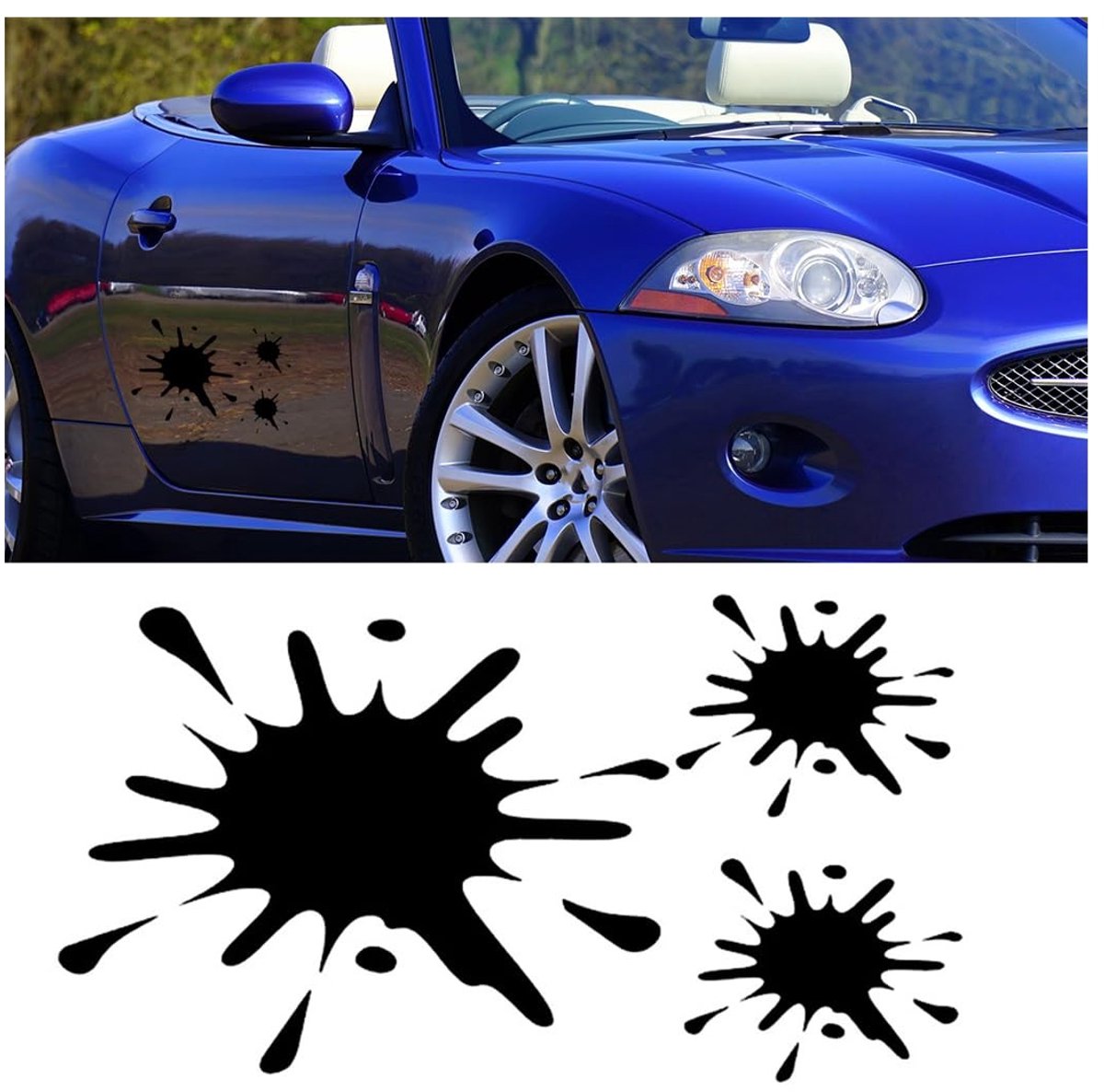 Dailygoods- Autostickers set van 3 - Gekleurde vlekken - Weerbestendig - Verfspatstickers - 15 x 10 cm - Universeel toepasbaar - Autoverfspatsticker