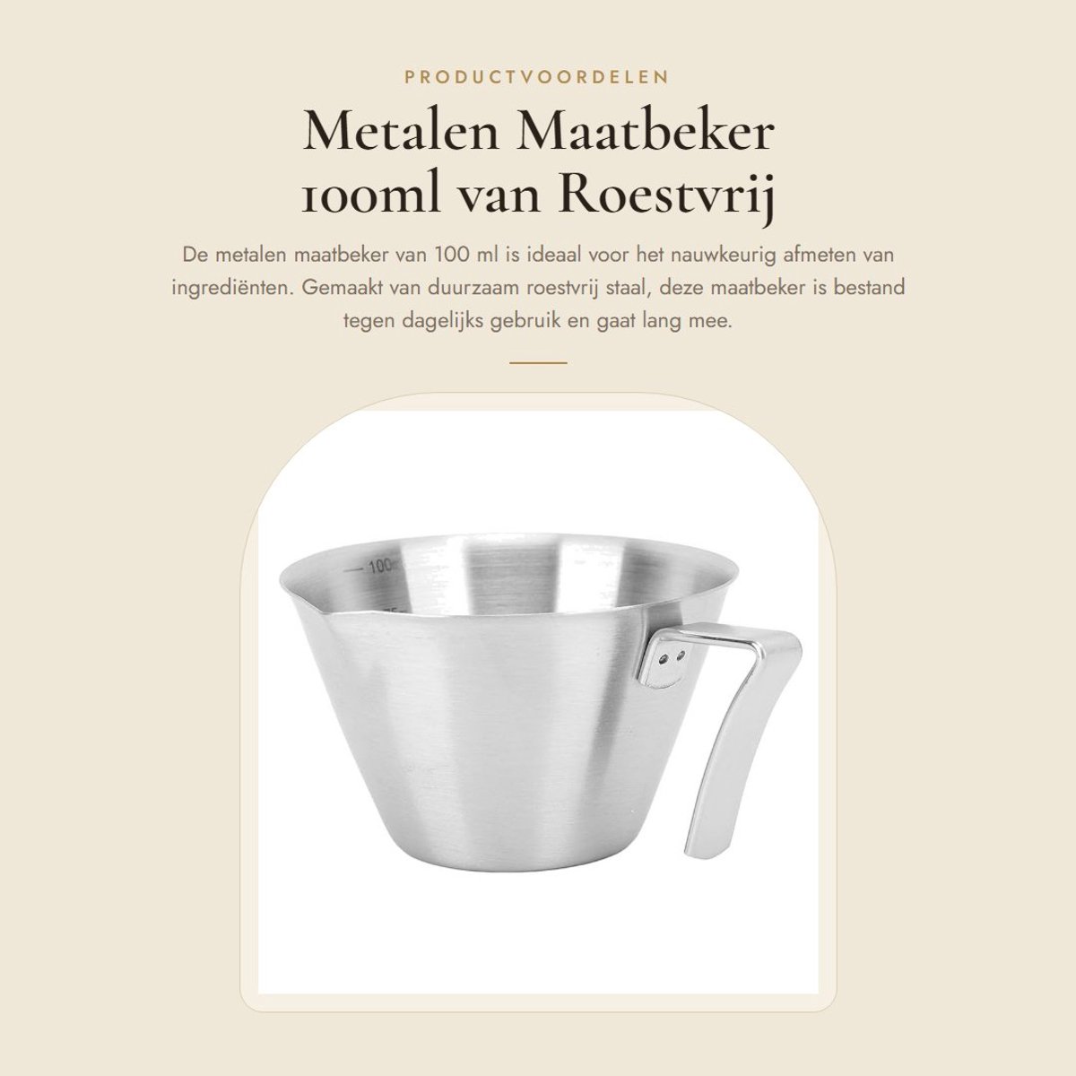 Dailygoods- Maatbeker 100 ml - Roestvrij Staal - Lichtgewicht - Compact - Koffiemaatbeker - Duurzaam materiaal