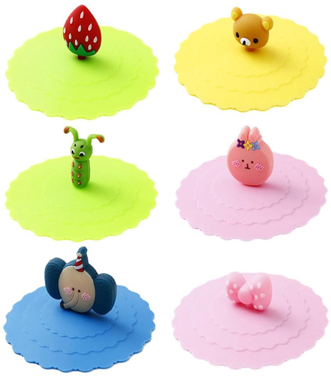 Dailygoods- Siliconen Deksels Stofdicht - Siliconen Bekerdeksel - Herbruikbaar - 6 Stuks - Diameter 10 cm - Voedselveilig Materiaal