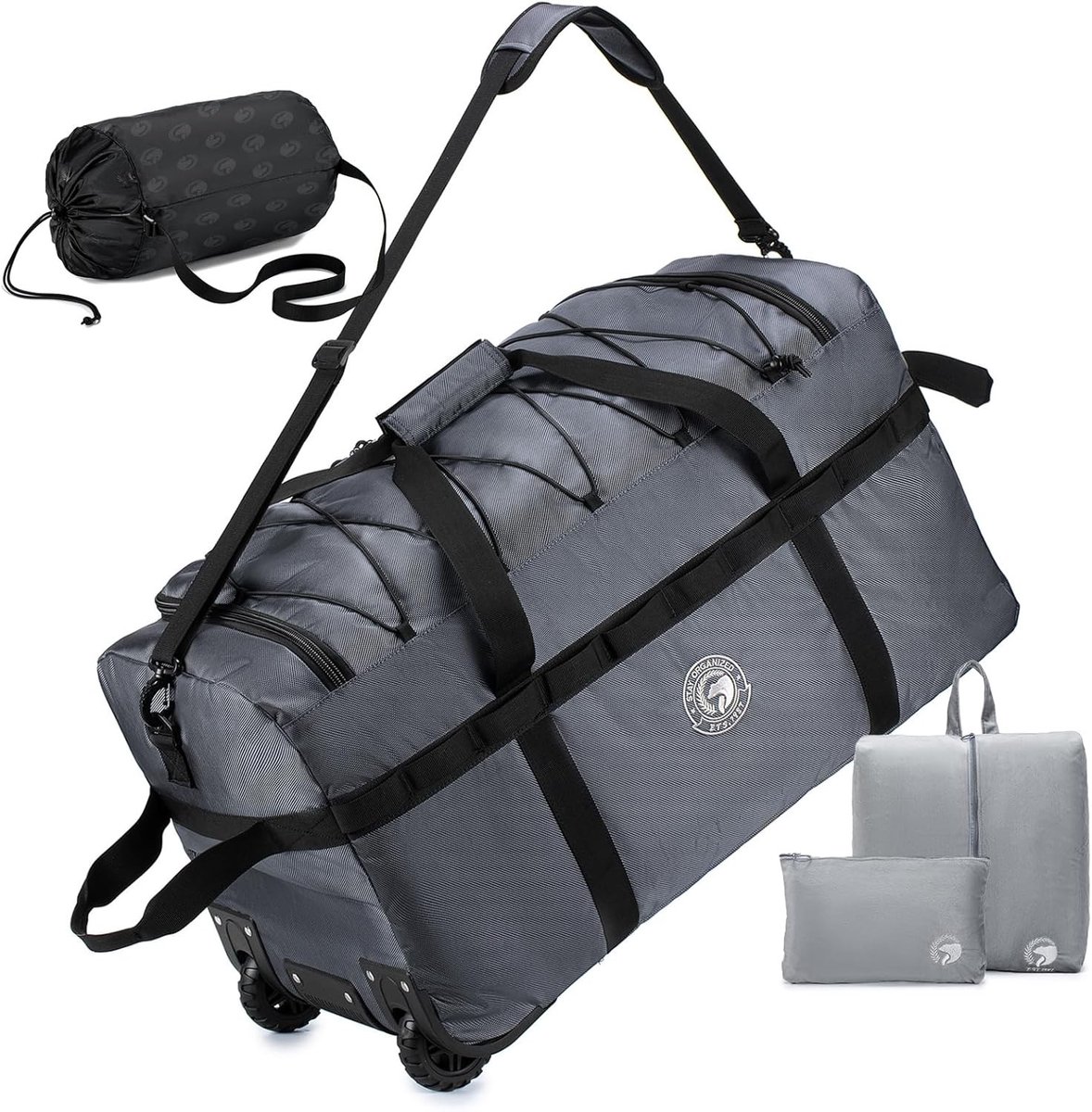 Grote Vouwbare Reisbagage 100L met Wielen - Waterdichte Oxford Handbagage met Toilettas en Schoenentas voor Camping en Sportactiviteiten