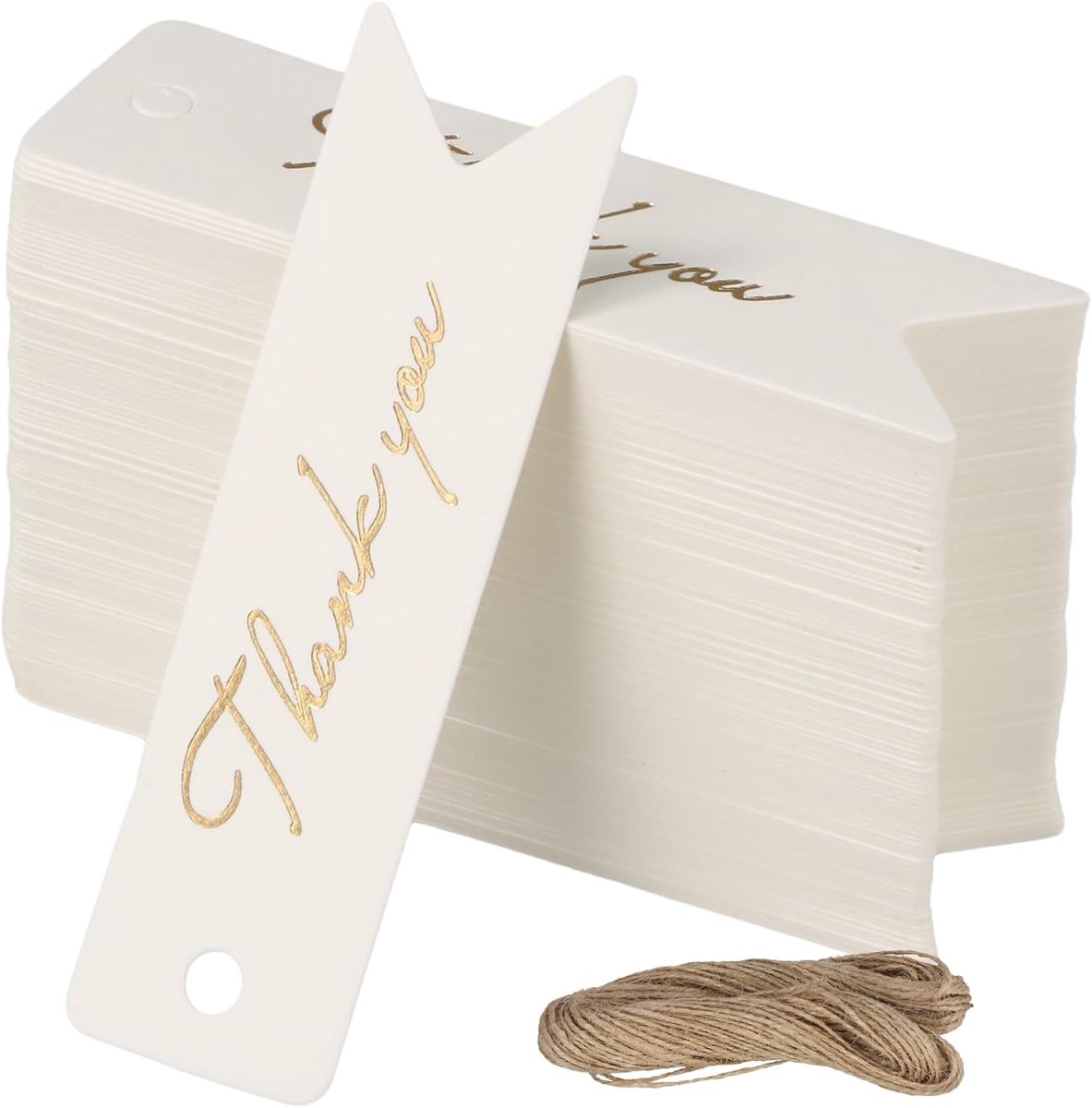 SnelShoppen - Geschenklabels 100 Stuks Kraftpapier 7x2 cm Met Koord Bedankjes Etiketten Hangers Bruiloft Decoratie Gepersonaliseerd