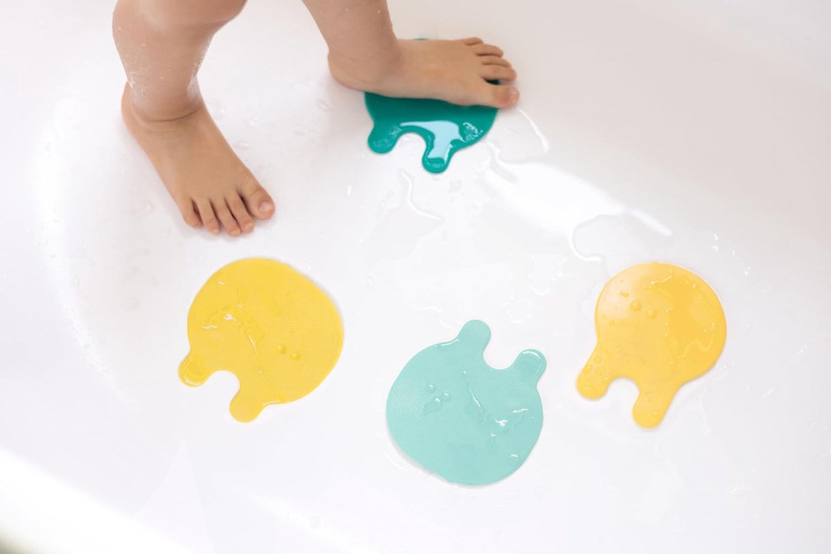 Thijox - Antislip Badmatten voor Kinderen - 8 Stuks Flexibele Vinyl Gripi Meduse - Veiligheid in Badkuip en Douche - Mintgroen - Eenvoudig Schoon te M