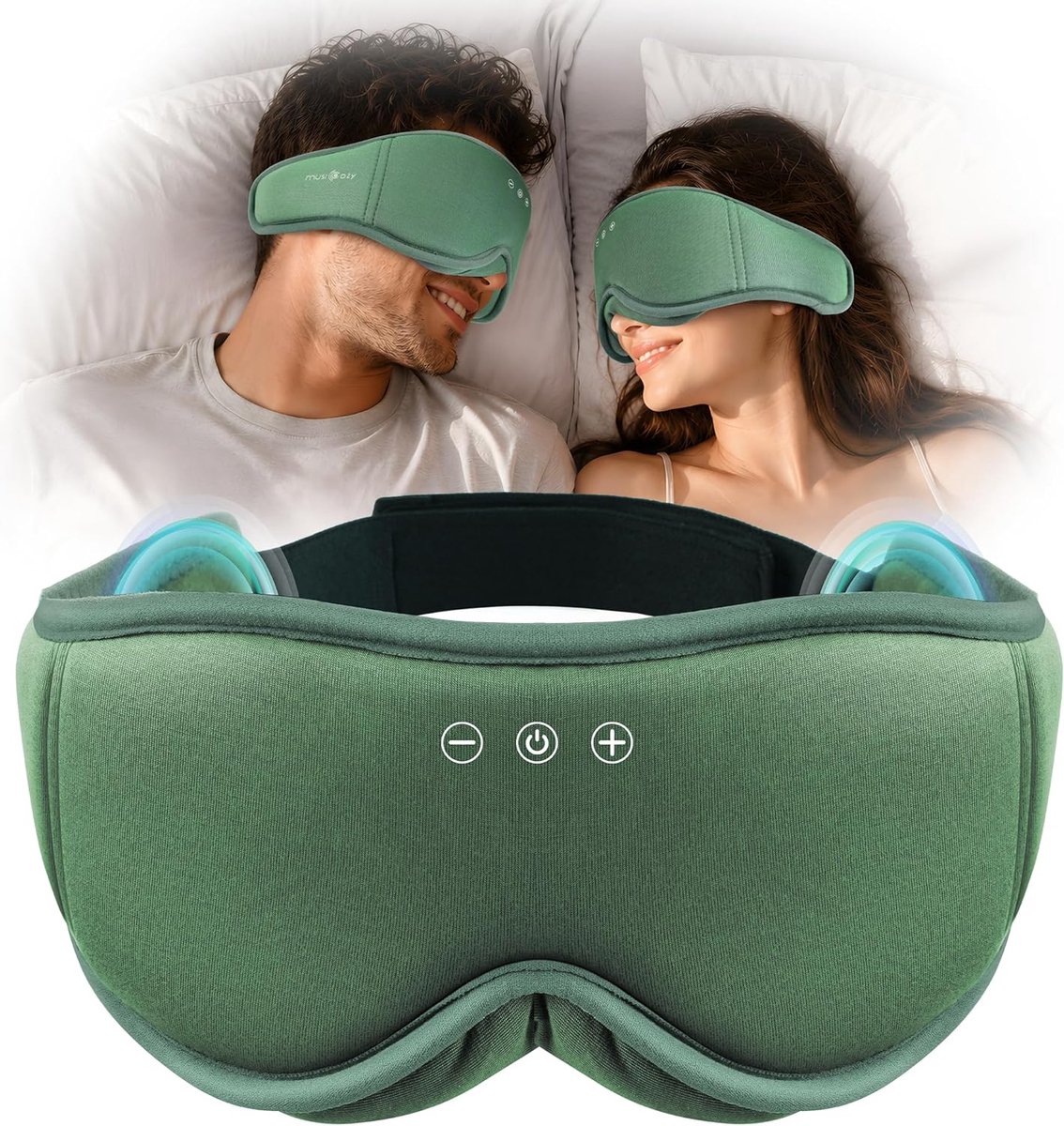 Thijox - Bamboe 3D Slaapmasker met Hoofdtelefoon Groen - Comfortabel, Geluidsisolatie, Perfect voor Slaap, Meditatie, Reizen, Ontspanning