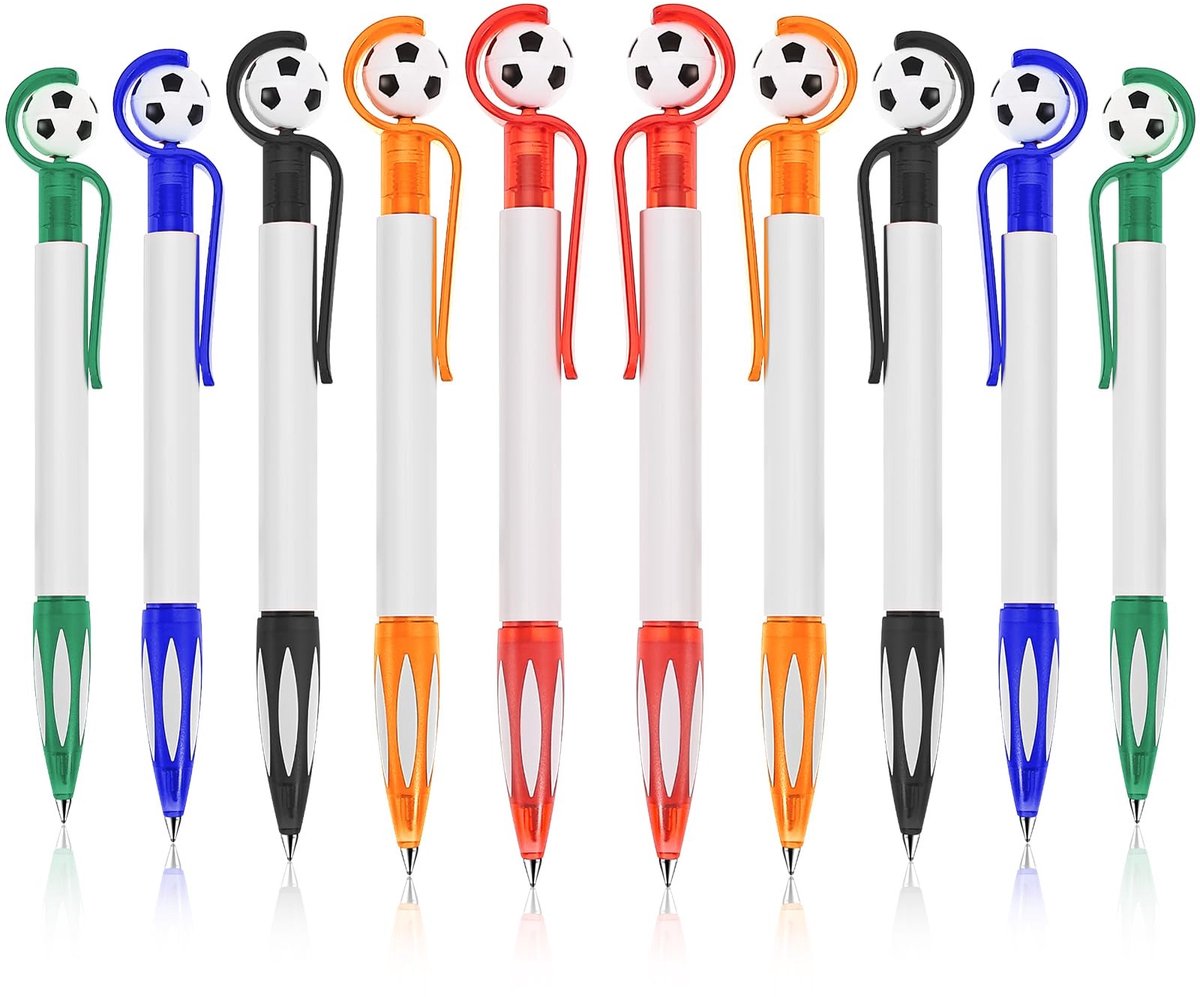 Dailygoods - Cobee Voetbal balpennen, 10 stuks intrekbare voetbal rollerball pennen 1,0 mm medium punt schrijfpennen zachte grip veelkleurige pennen voor student school feest gunst