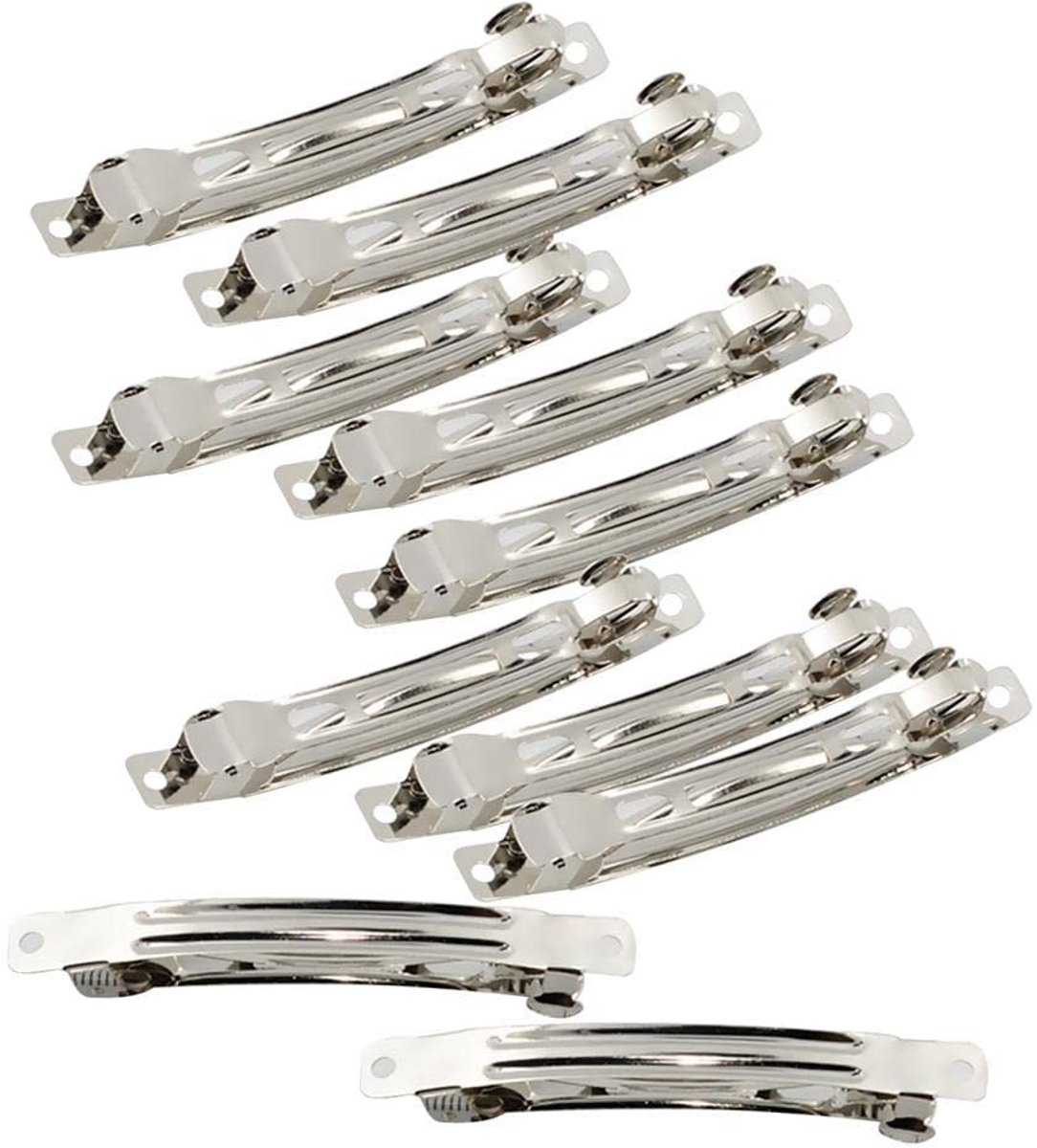 Dailygoods- Haarclips 10 Stuks 8Cm - Metalen Haaraccessoires - DIY Haarspeldjes - Bloemclips - Handwerkprojecten - Zilveren Kleur - Haarspeld