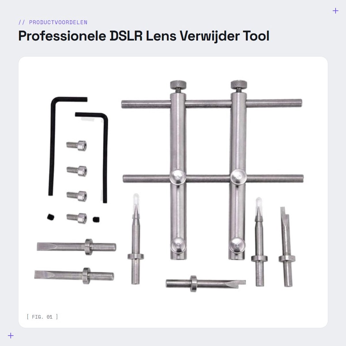 Dailygoods- Lenswrench Professionele RVS - Lensverwijderingsgereedschap - Reparatieset 10-100mm - 6 Assen - 6 Schroeven - 2 Inbussleutels - Lens Tool
