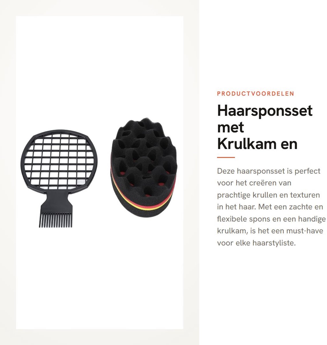Dailygoods- Haarsponsset - Krulkam - Haarsponsborstel - Haarstyling - Zacht en flexibel - Geschikt voor kort/lang haar